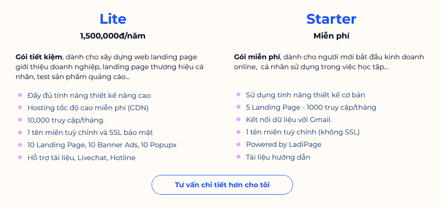 Bảng giá ladipage